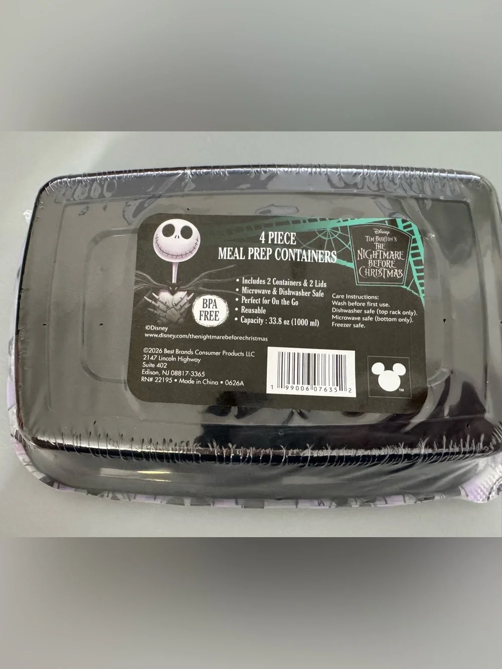 Disney the nightmare before Christmas jack skellington meal prep containers 4pcs